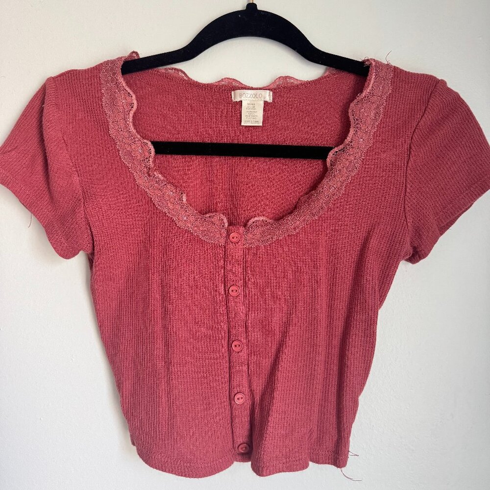 Bozzolo Small Light Burgundy Mid Cropped Top